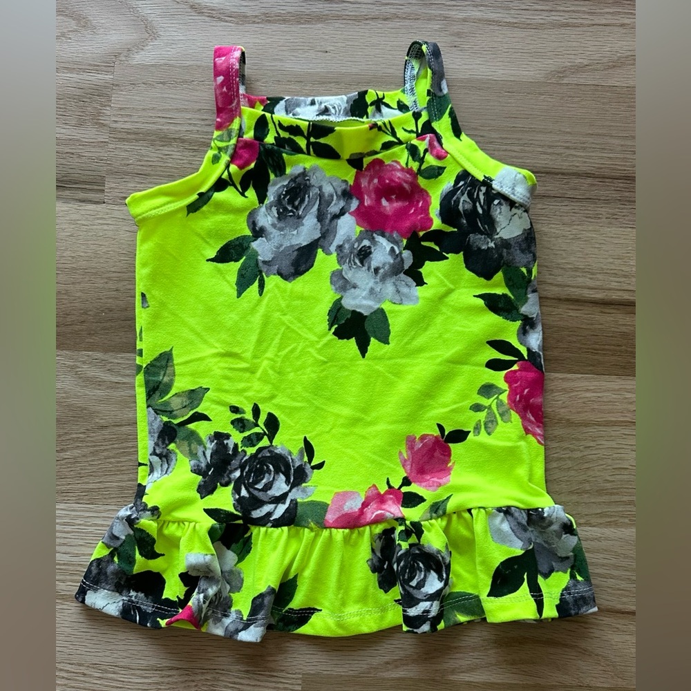 Handmade- Floral Ruffle Hem Tank Top